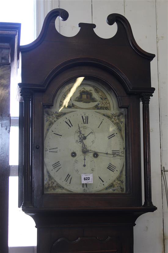 Early 19th century inlaid mahogany eight day longcase clock.(-)